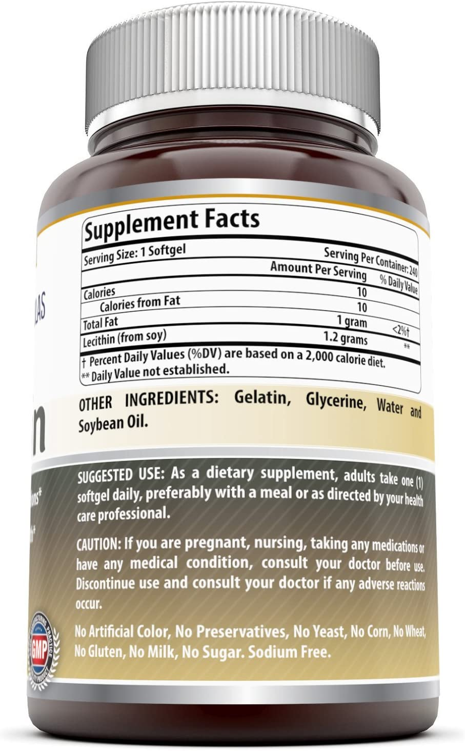 Amazing Formulas Lecithin Dietary Supplement * 1200 Mg High Potency Lecithin Softgels (Non Gmo,Gluten Free) -Promotes Brain & Cardiovascular Health * Aids in Cellular Activities * 240 Softgels