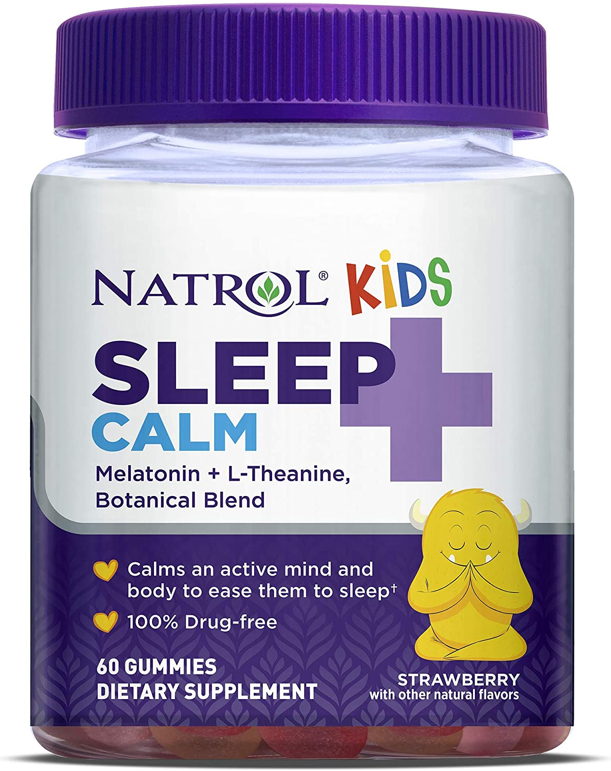 Kids Sleep+ Calm, Melatonin and L-Theanine, Sleep Aid Gummies with Botancial Blends, 100% Drug-Free, 60 Count