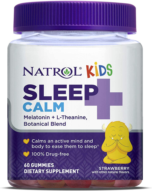 Kids Sleep+ Calm, Melatonin and L-Theanine, Sleep Aid Gummies with Botancial Blends, 100% Drug-Free, 60 Count