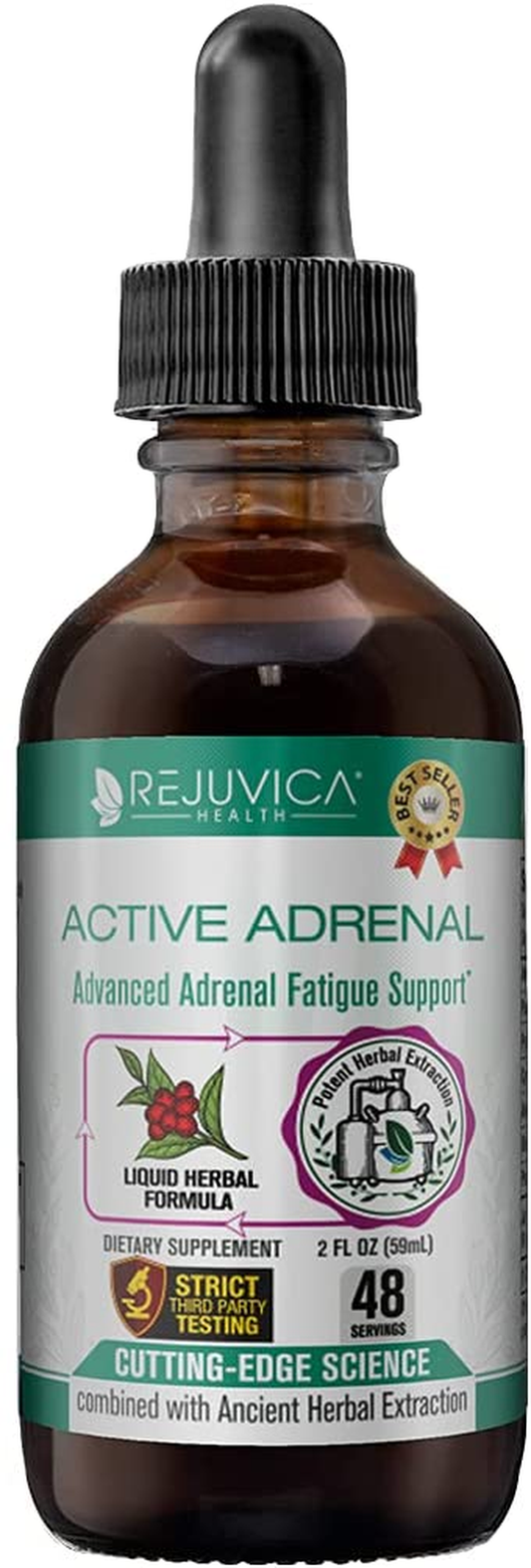 Active Adrenal - Advanced Adrenal Fatigue Supplement - All-Natural Liquid Formula for 2X Absorption - Ashwagandha, B-Vitamins, Magnesium and More