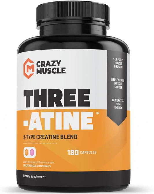 Creatine Monohydrate Capsules by  - Easy to Swallow - High Absorption - Keto Friendly Three-Atine Blend for Muscle Endurance Growth and Repair - 5G of Creatine per Serving - 1 Month Supply