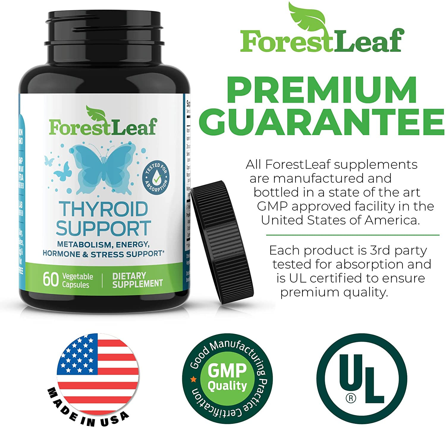 Thyroid Support Supplement with Iodine - All Natural Mineral and Vitamin Complex with B12, Zinc, Selenium, and More - 60 Caps (30 Day Supply) - by