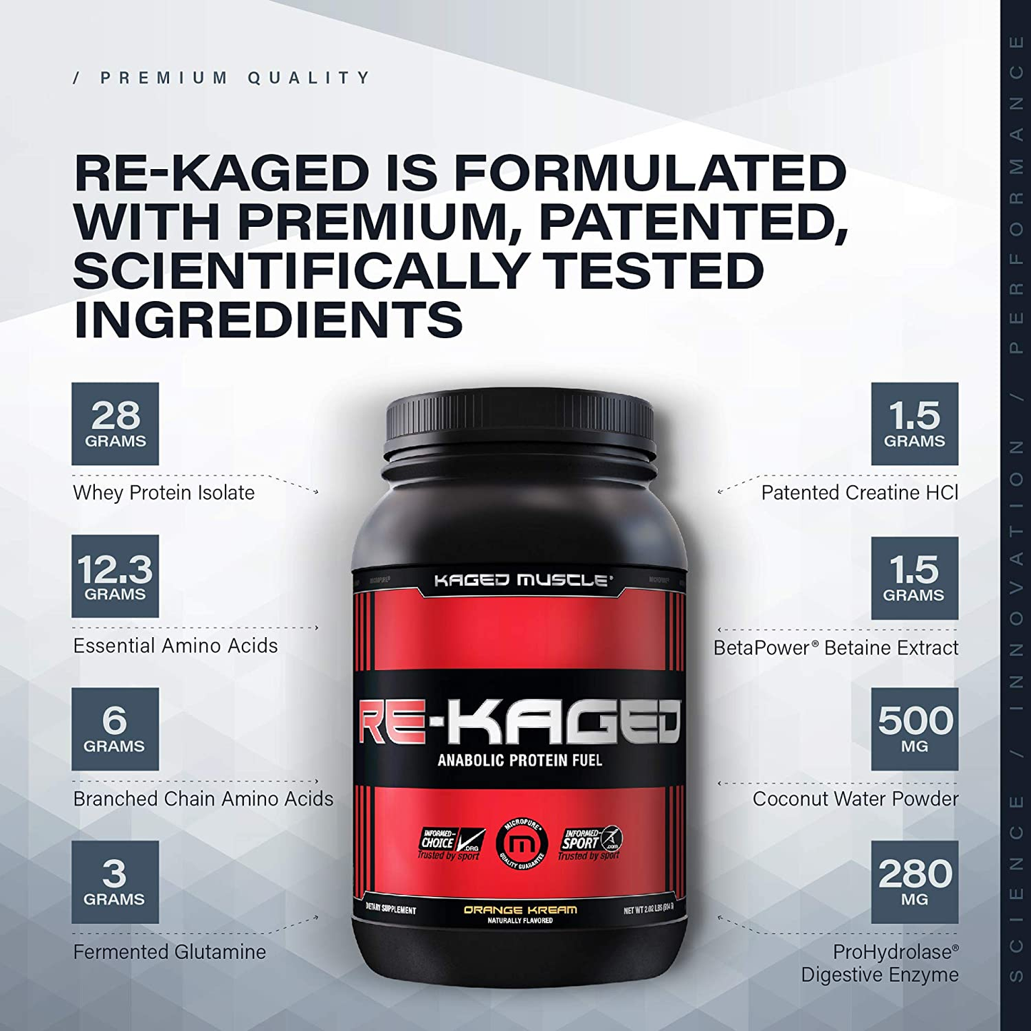 Post Workout Protein Powder, RE-KAGED Whey Protein Powder, Great Tasting Protein Shake with Whey Protein Isolate for Fast Post Workout Recovery with Complete Bcaas & Eaas (Iced Lemon Cake)