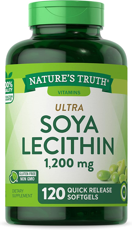 Ultra Soy Lecithin Capsules 1200 Mg | 120 Softgels | Non-Gmo, Gluten Free | by