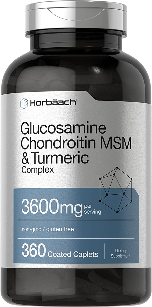 Glucosamine Chondroitin | 3600 Mg | 360 Caplets | MSM and Turmeric | Advanced Formula | Non-Gmo, Gluten Free | by Horbaach