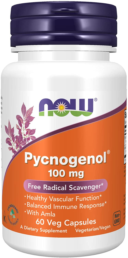 Supplements, Pycnogenol 100 Mg (A Unique Combination of Proanthocyanidins from French Maritime Pine) with Amla, 60 Veg Capsules