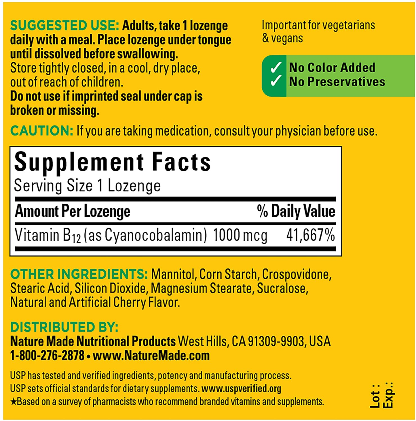 Sublingual Vitamin B12 1000 Mcg, Dietary Supplement for Energy Metabolism Support, 50 Micro-Lozenges, 50 Day Supply