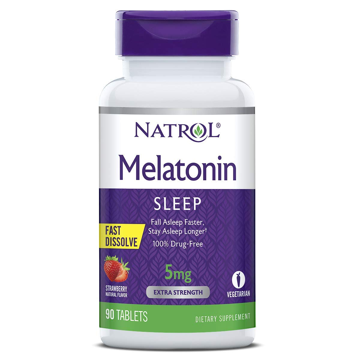 Melatonin Fast Dissolve Tablets, Helps You Fall Asleep Faster, Stay Asleep Longer, Easy to Take, Dissolves in Mouth, Strengthen Immune System, Strawberry Flavor, 5Mg, 90 Count