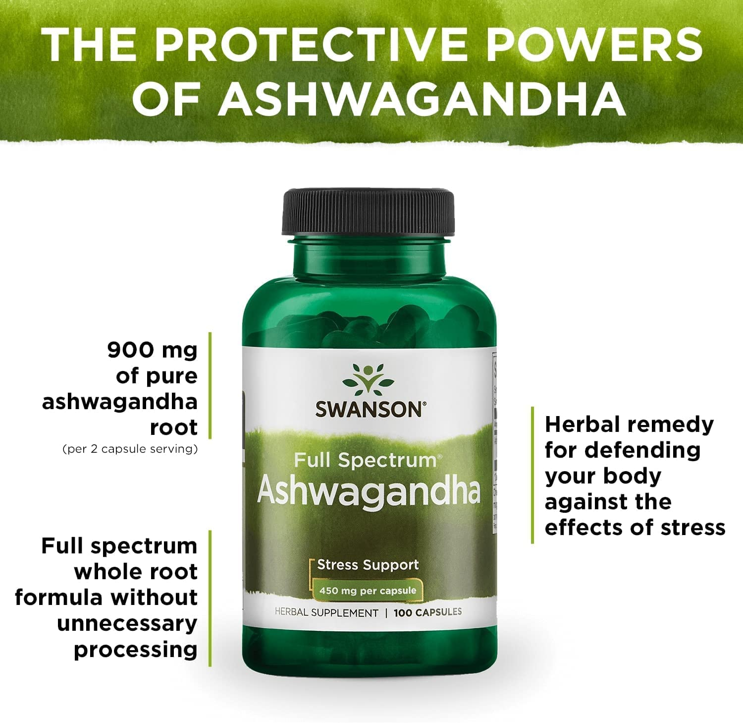 Ashwagandha Powder Supplement-Ashwagandha Root & Aerial Parts Supplement Promoting Stress Relief & Energy Support-Ayurvedic Supplement for Natural Wellness (100 Capsules, 450Mg Each)