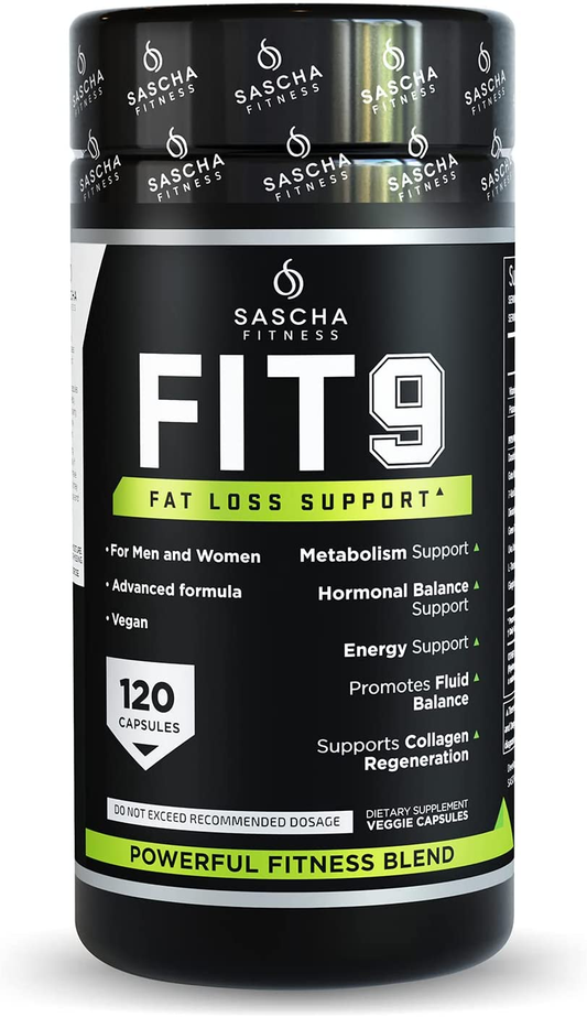 Fat Loss Pills | Collagen Support | Fluid Balance | FIT9 Ingredients: 7Keto + Uva Ursi, Gotu Kola, L-Theanine,Gingko Biloba,Dim,Green Tea | Weight Loss Supplements-Vegan-120 Natural Cap