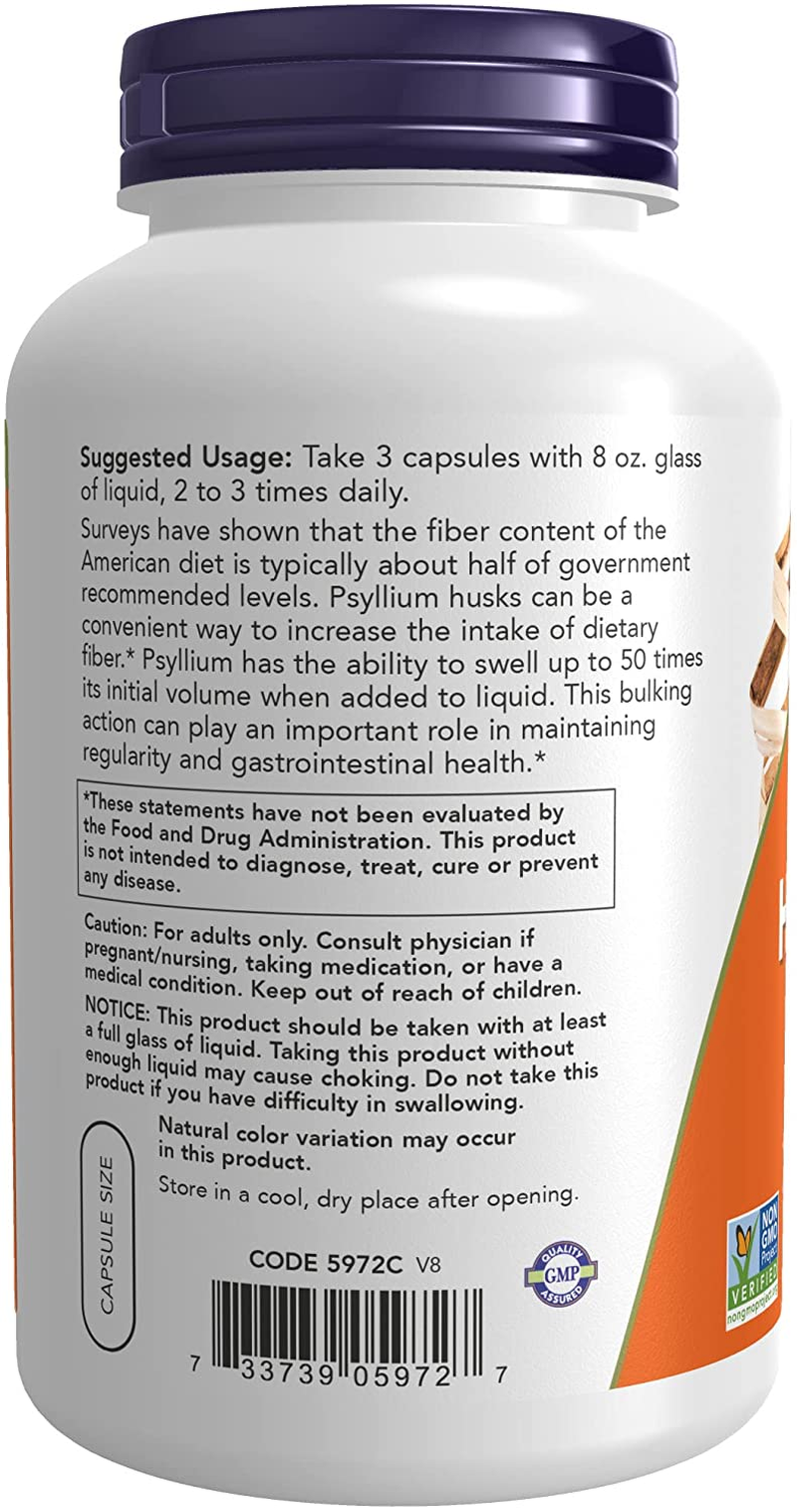 Supplements, Psyllium Husk Caps 500 Mg, Non-Gmo Project Verified, Natural Soluble Fiber, Intestinal Health*, 500 Veg Capsules