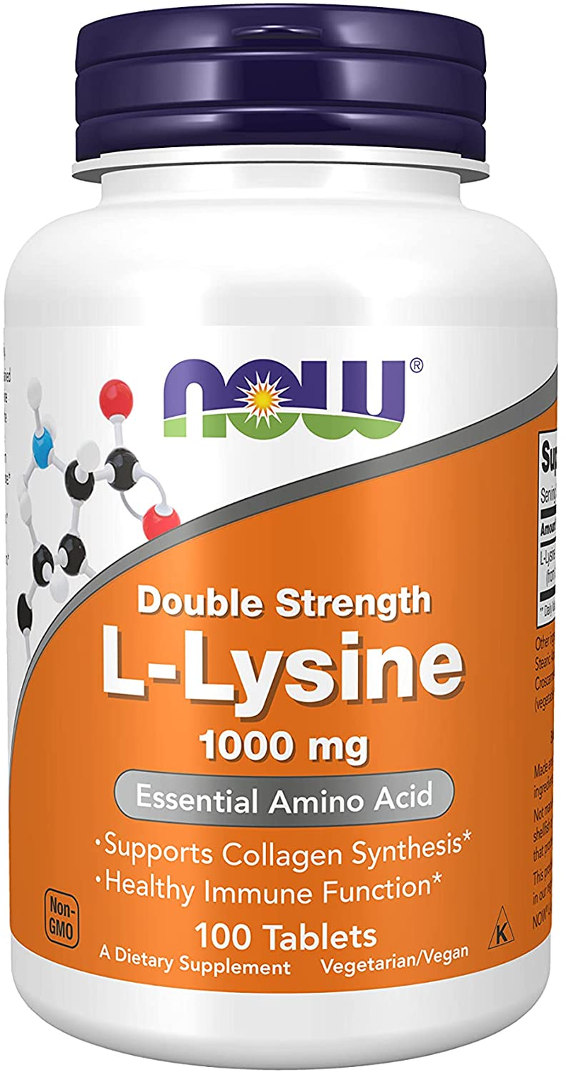 Supplements, L-Lysine (L-Lysine Hydrochloride) 1,000 Mg, Double Strength, Amino Acid, 100 Tablets