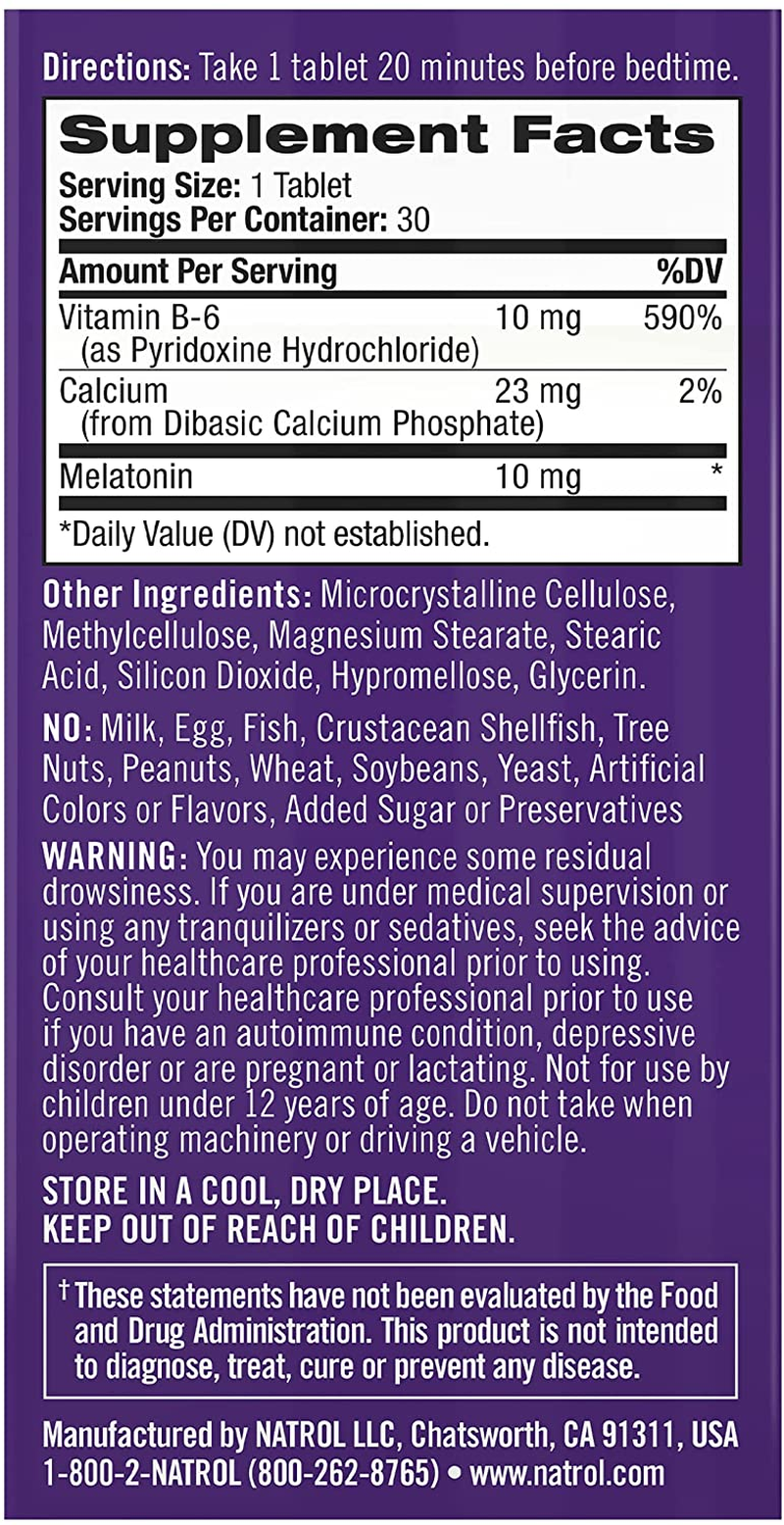 Melatonin Advanced Sleep Tablets with Vitamin B6, Helps You Fall Asleep Faster, Stay Asleep Longer, 2-Layer Controlled Release, 100% Drug-Free, Maximum Strength, 10Mg, 30 Count