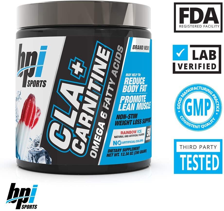 Cla + Carnitine – Conjugated Linoleic Acid – Weight Loss Formula – Metabolism, Performance, Lean Muscle – Caffeine Free – for Men & Women – Rainbow Ice – 50 Servings – 12.34 Oz