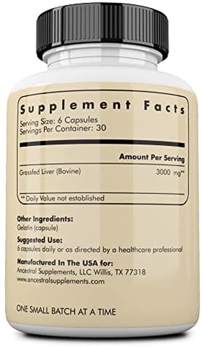 Grass Fed Beef Liver (Desiccated) — Natural Iron, Vitamin A, B12 for Energy (180 Capsules)