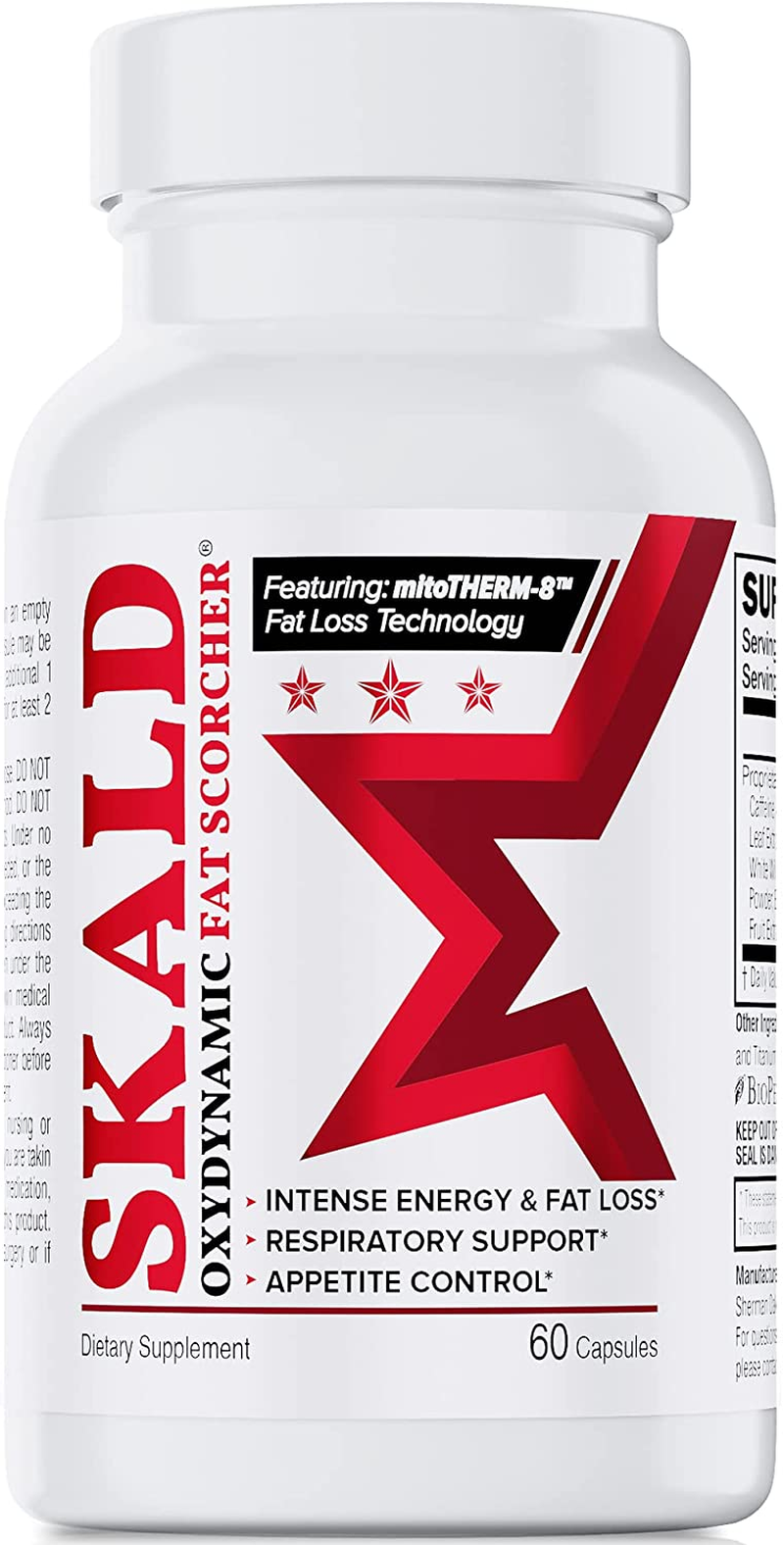 SKALD Thermogenic Fat Burner - Weight Loss Pills, Appetite Suppressant, Mood & Energy Booster with Respiratory Support - Premium Fat Burning Green Tea Extract, Juniper Berry Extract & More – 60 Caps