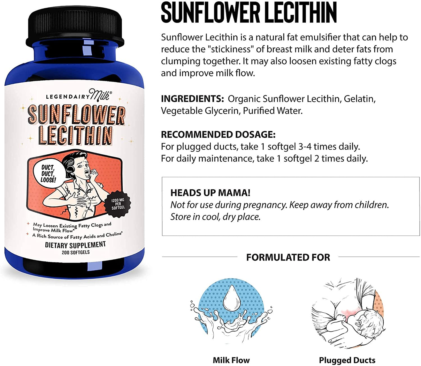 ® Sunflower Lecithin, 1200Mg of Organic Sunflower Lecithin per Softgel, 200 Count Bottle