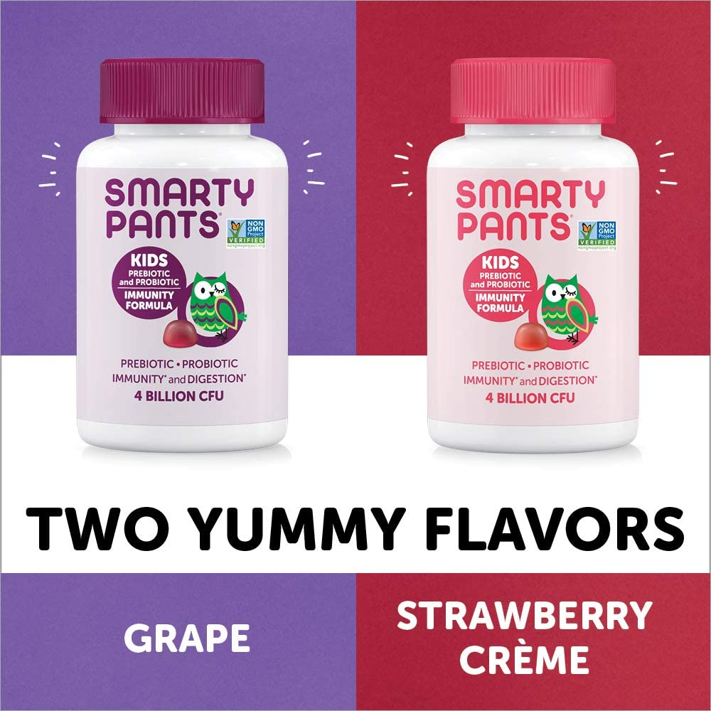 Kids Probiotic Immunity Gummies: Prebiotics & Probiotics for Immune Support & Digestive Comfort, Grape Flavor, 60 Gummy Vitamins, 30 Day Supply, No Refrigeration Required