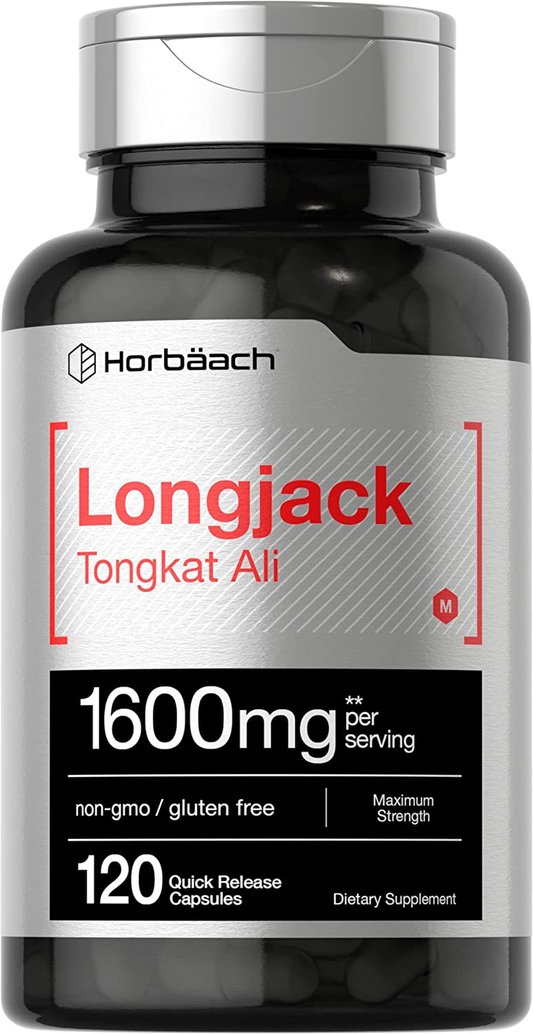 Longjack Tongkat Ali 1600 Mg | 120 Capsules | Longifolia Root Extract Powder | Testosterone Formula | Non-Gmo, Gluten Free | by Horbaach