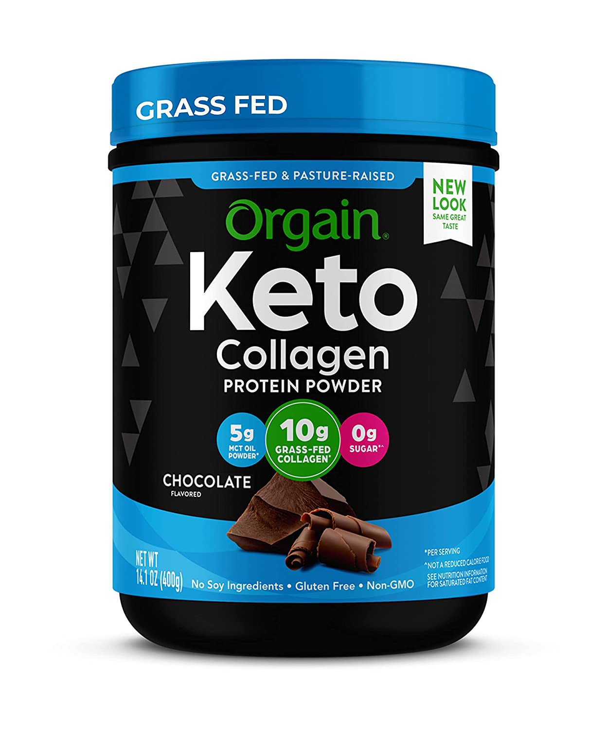 Keto Collagen Protein Powder with MCT Oil, Chocolate - Paleo Friendly, Grass Fed Hydrolyzed Collagen Peptides Type I and III, Dairy Free, Gluten Free, Soy Free, 0.88 Lb (Packaging May Vary)