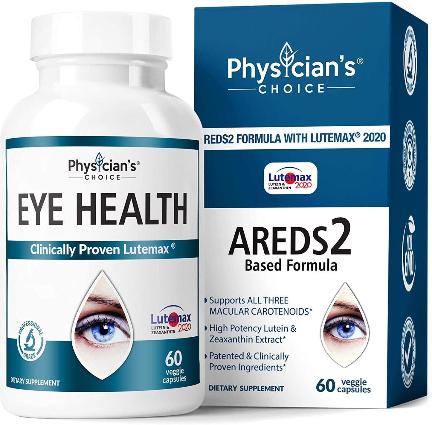 Areds 2 Eye Vitamins W/ Lutein, Zeaxanthin & Bilberry Extract - Supports Eye Strain, Dry Eyes, and Vision Health - 2 Award-Winning Clinically Proven Eye Vitamin Ingredients - Lutein Blend for Adults