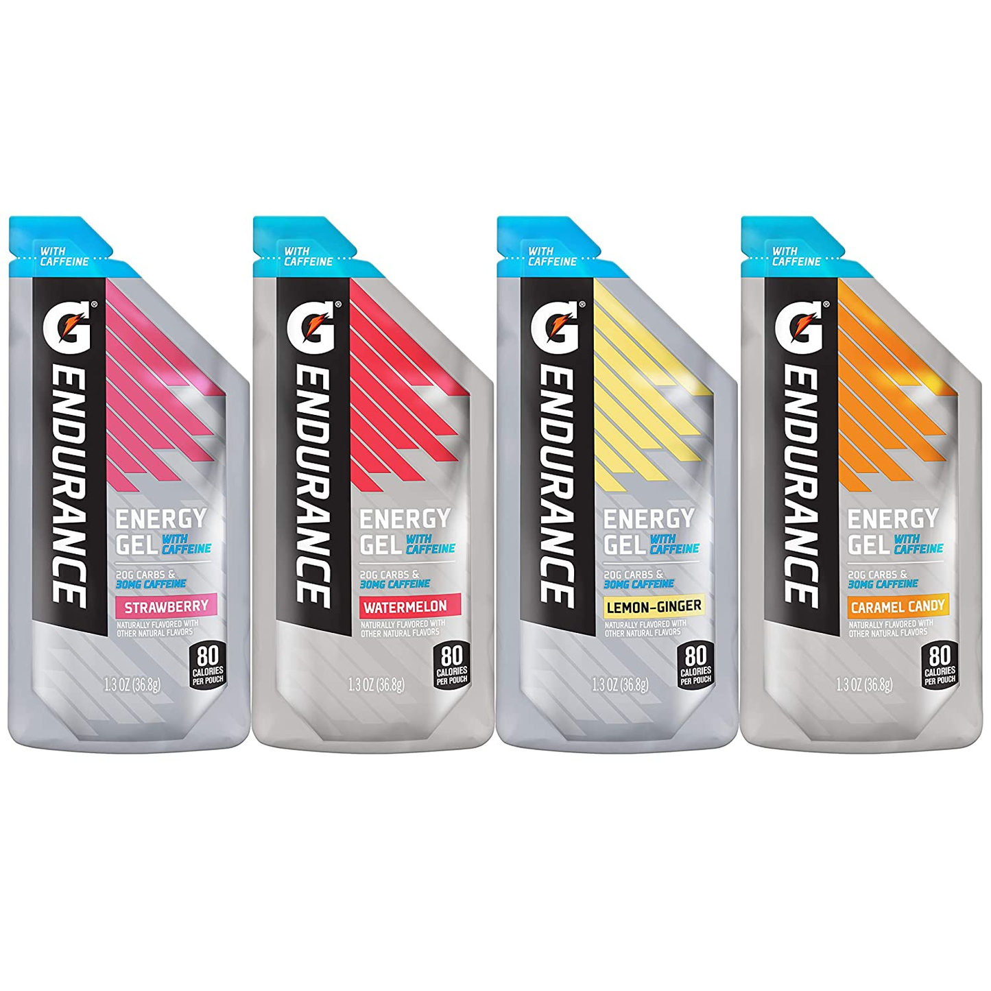 Endurance Energy Gel with Caffeine, 4 Flavor Variety Pack, 1.3 Oz Pouches (12 Pack)