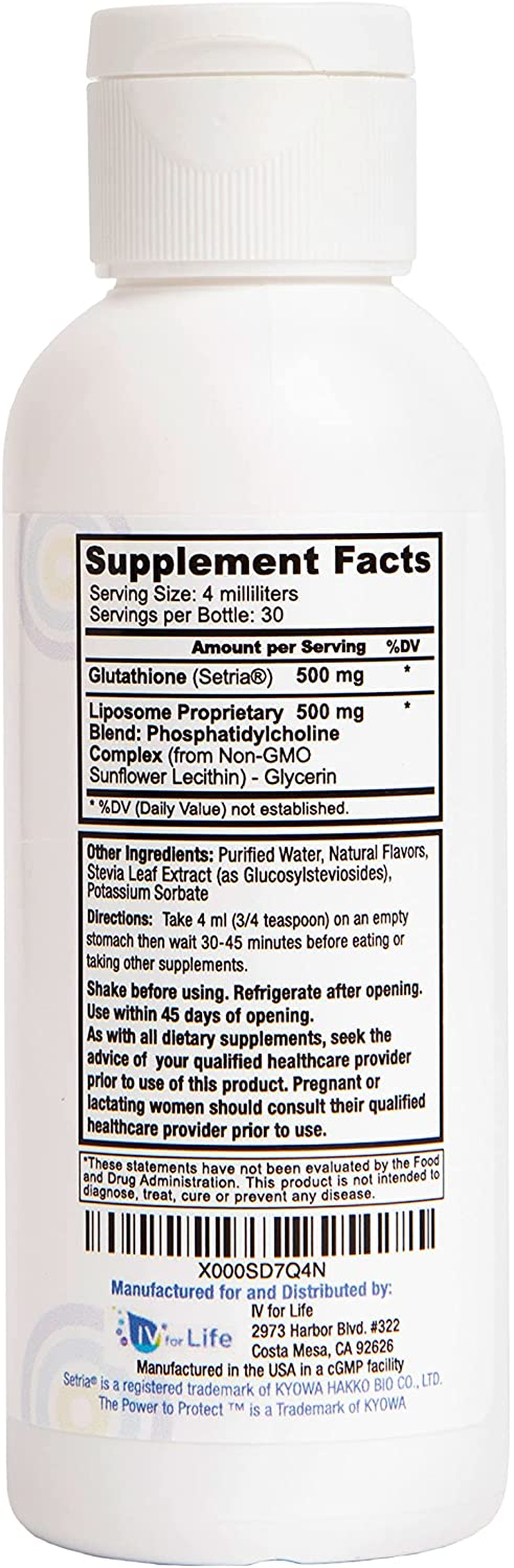 Liposomal Glutathione by Core Med Science - 500Mg - 4 Fl Oz - Setria® - Antioxidant Supplement - Made in USA