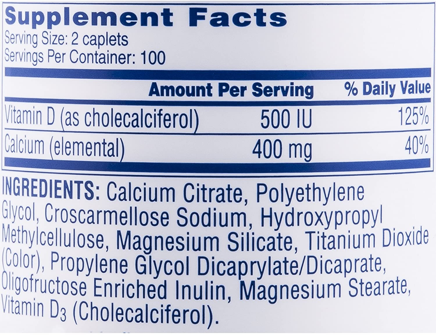 Petites, Highly Soluble, Easily Digested, 400 Mg Calcium Citrate with 500 IU Vitamin D3, Bone Health Supplement for Adults, Relatively Small Easy-To-Swallow Caplets, 200 Count