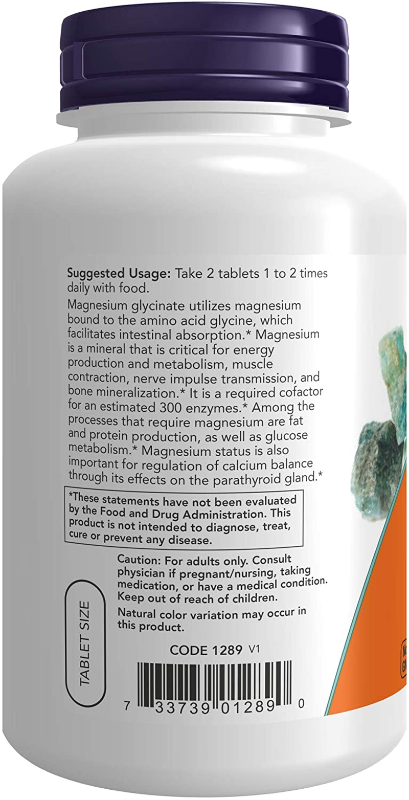 Supplements, Magnesium Glycinate 100 Mg, Highly Absorbable Form, 180 Tablets