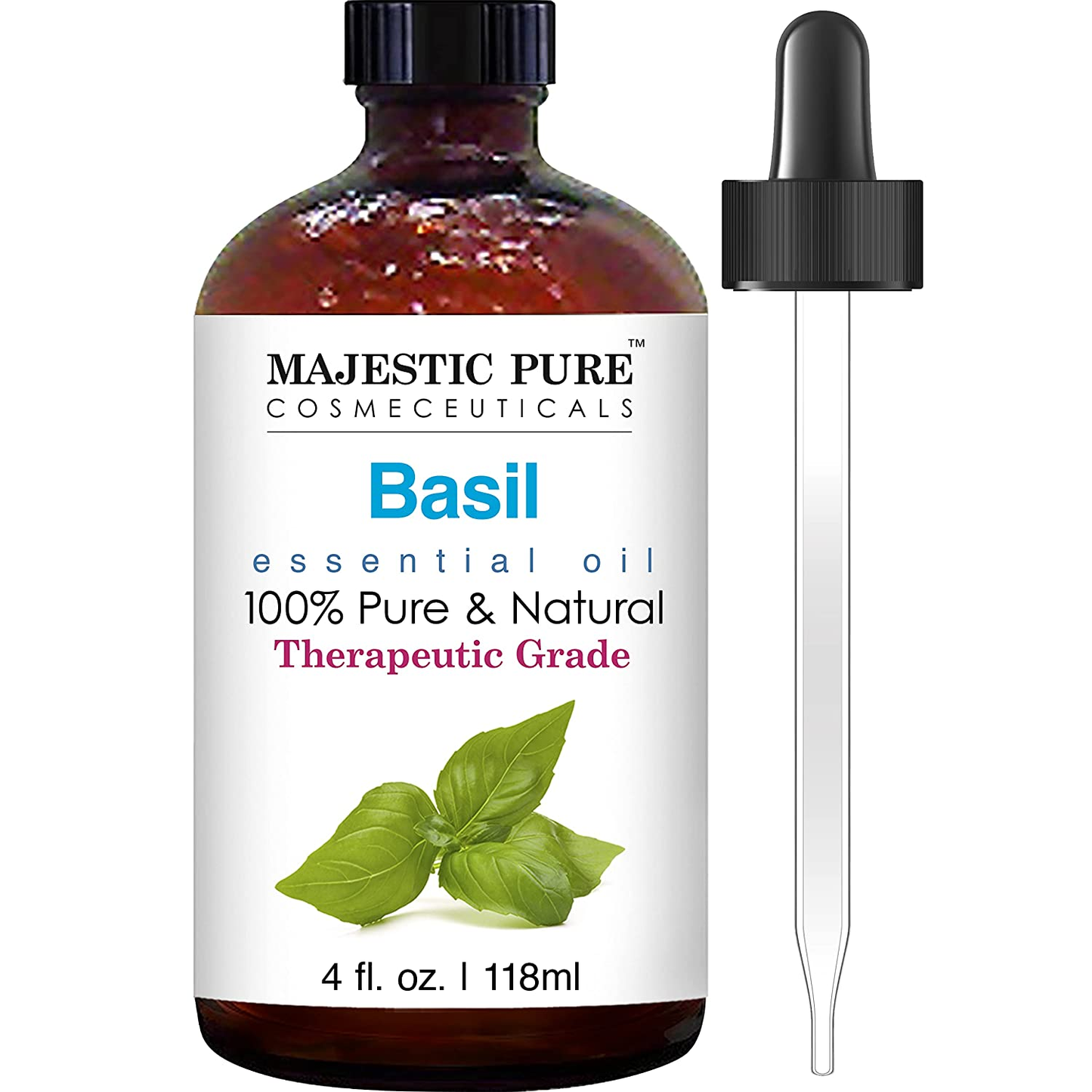 Basil Essential Oil, Therapeutic Grade, Pure and Natural Premium Quality Oil, 4 Fl Oz