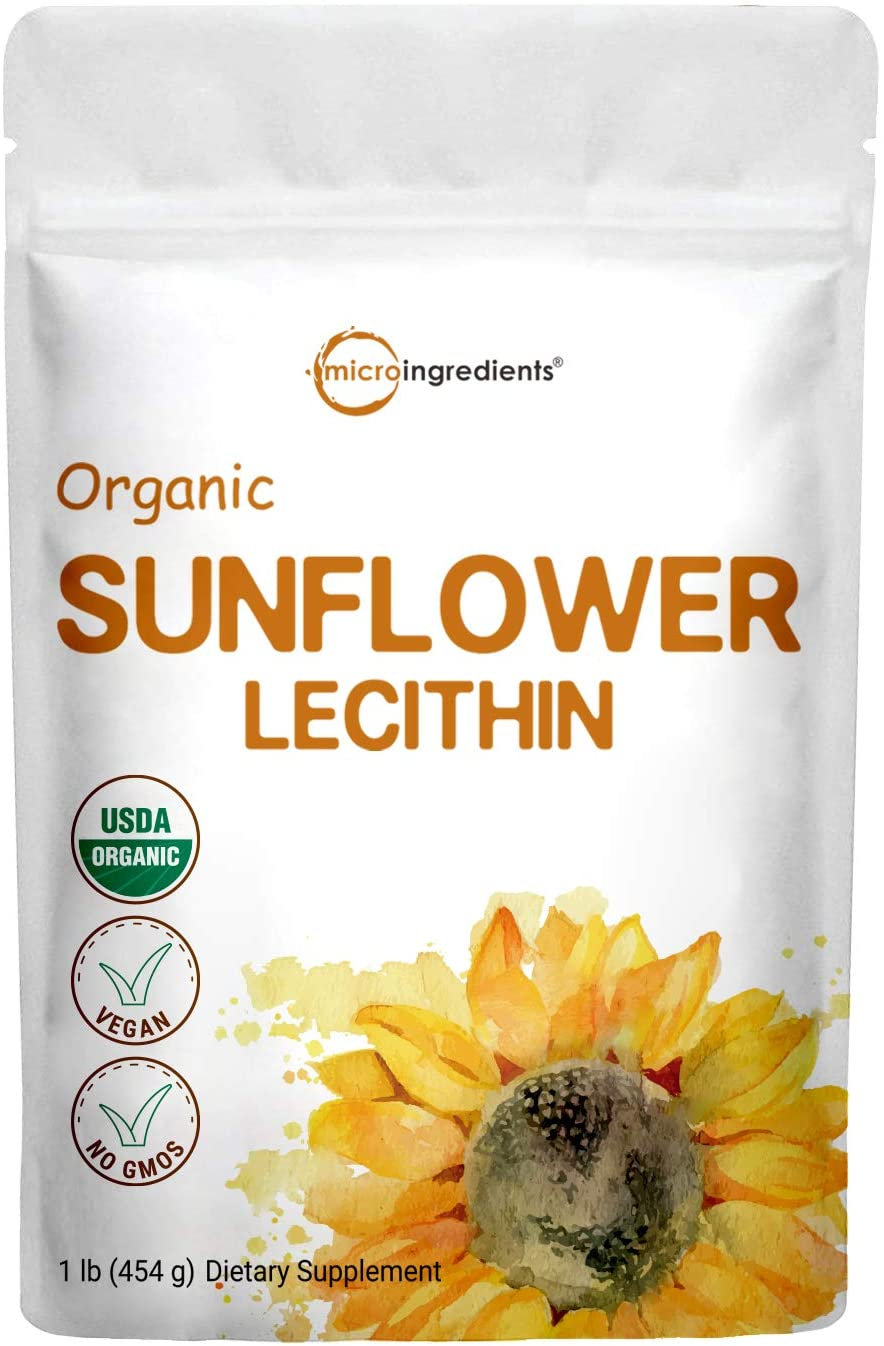 Sustainably US Grown, Organic Sunflower Lecithin Powder, 1 Pound (16 Ounce), Sustainable Farmed, Cold Pressed, Rich in Phosphatidyl Choline and Protein for Immune System Booster, No Soy, No Gmos