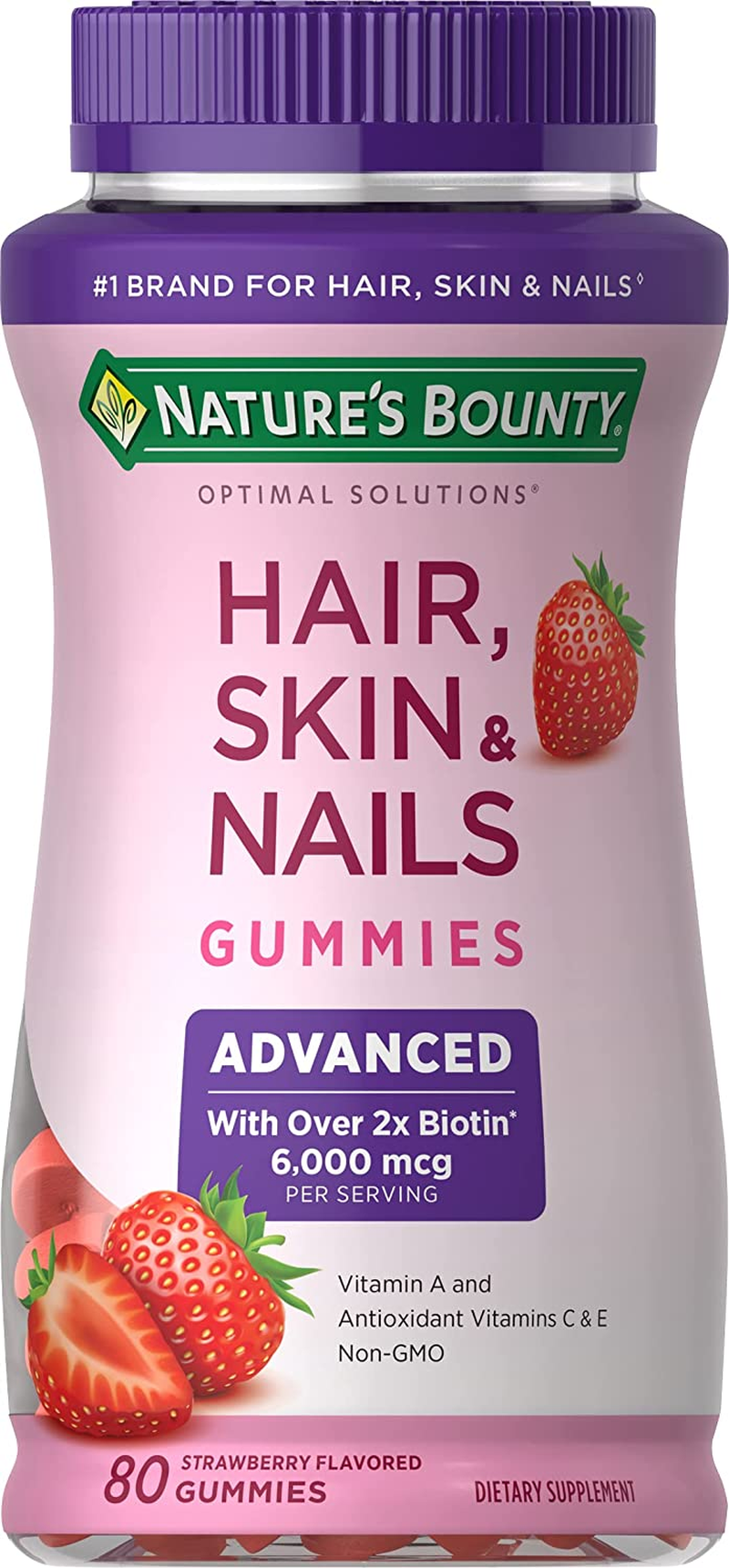 Optimal Solutions Advanced Hair, Skin & Nails Gummies, Strawberry, 80 Count