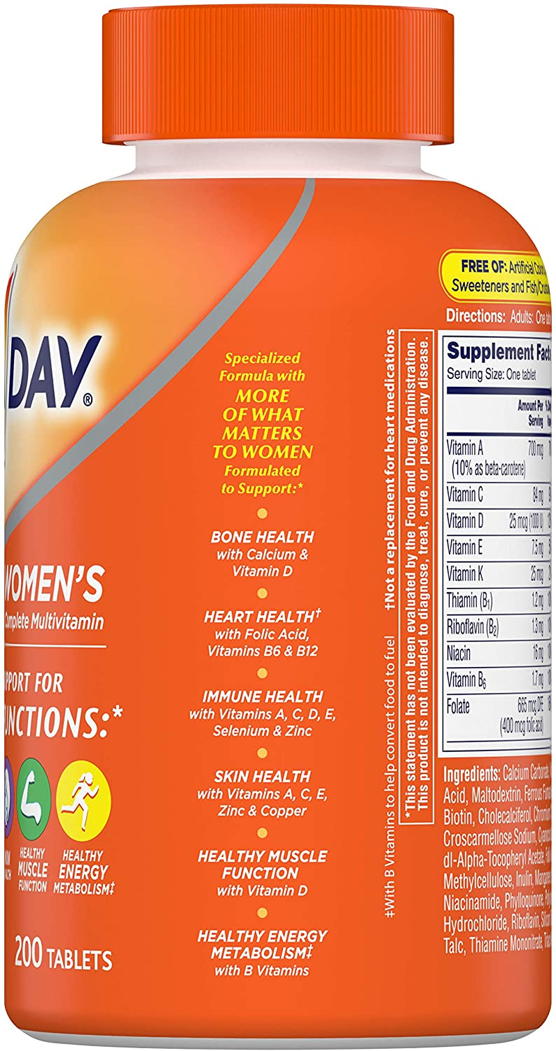 Women’S Multivitamin, Supplement with Vitamin A, Vitamin C, Vitamin D, Vitamin E and Zinc for Immune Health Support, B12, Biotin, Calcium & More, 200 Count