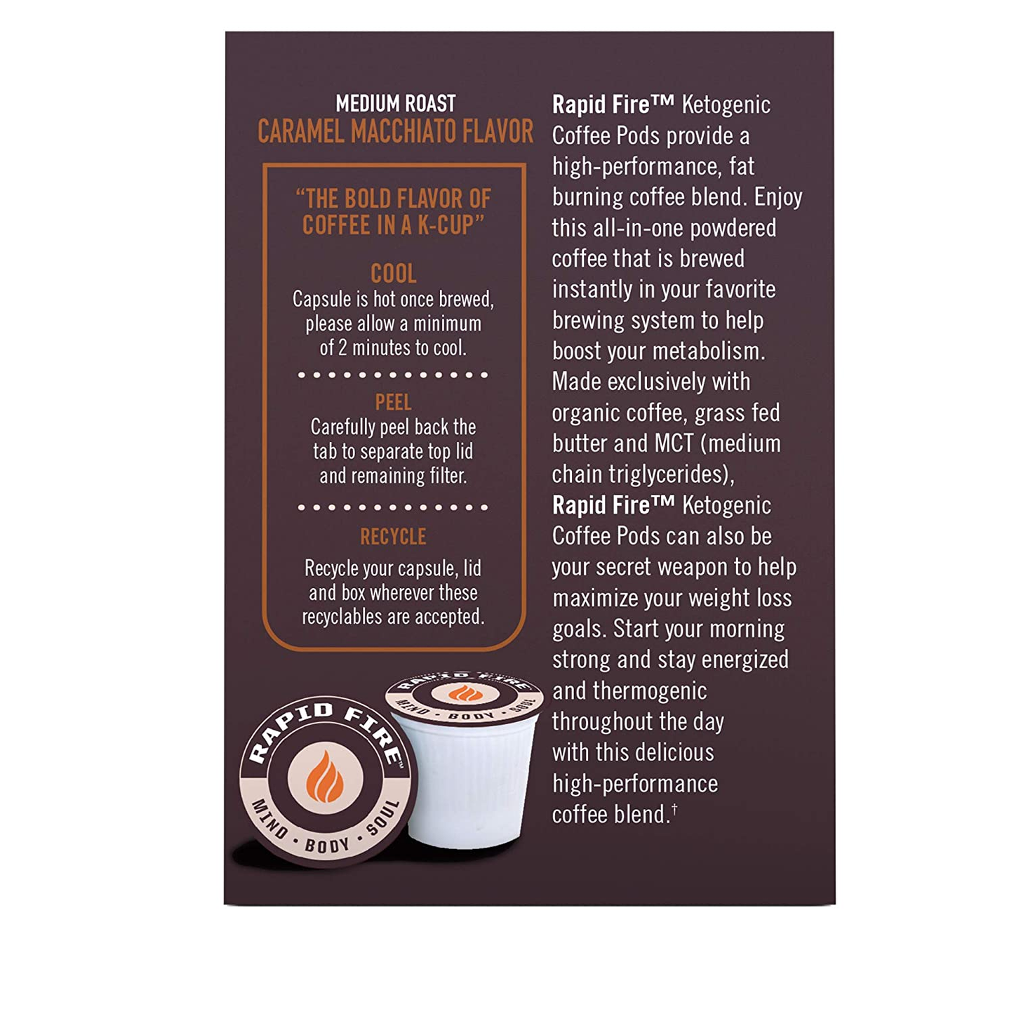 Caramel Macchiato Ketogenic High Performance Keto Coffee Pods, Supports Energy & Metabolism, Weight Loss Diet, Single Serve K Cup, Brown, 16 Count