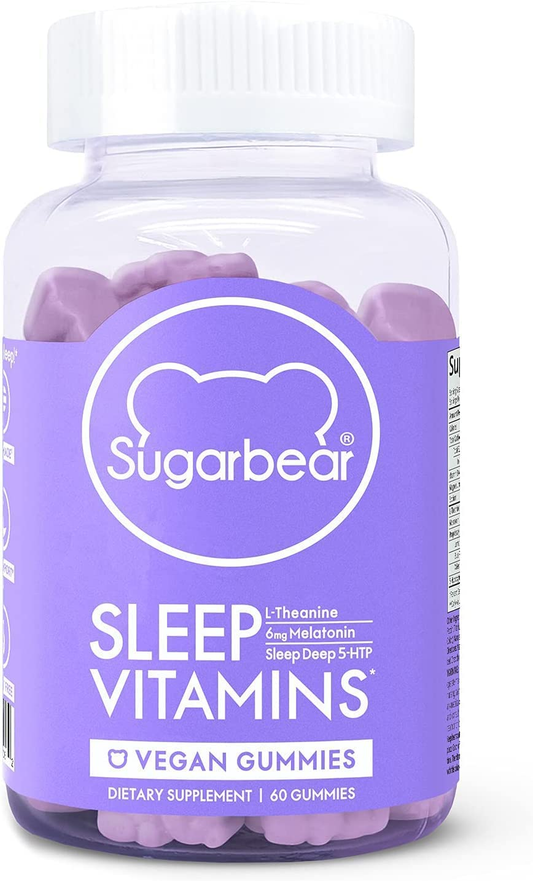 Sleep, Vegan Gummy Vitamins with Melatonin, 5-HTP, Magnesium, L-Theanine, Valerian Root, Lemon Balm (1 Month Supply),60 Count (Pack of 1),SLPBTL