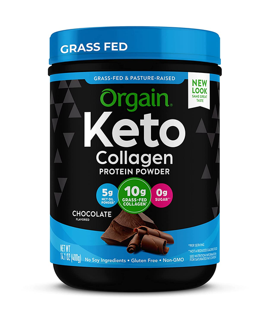 Keto Collagen Protein Powder with MCT Oil, Chocolate - Paleo Friendly, Grass Fed Hydrolyzed Collagen Peptides Type I and III, Dairy Free, Gluten Free, Soy Free, 0.88 Lb (Packaging May Vary)