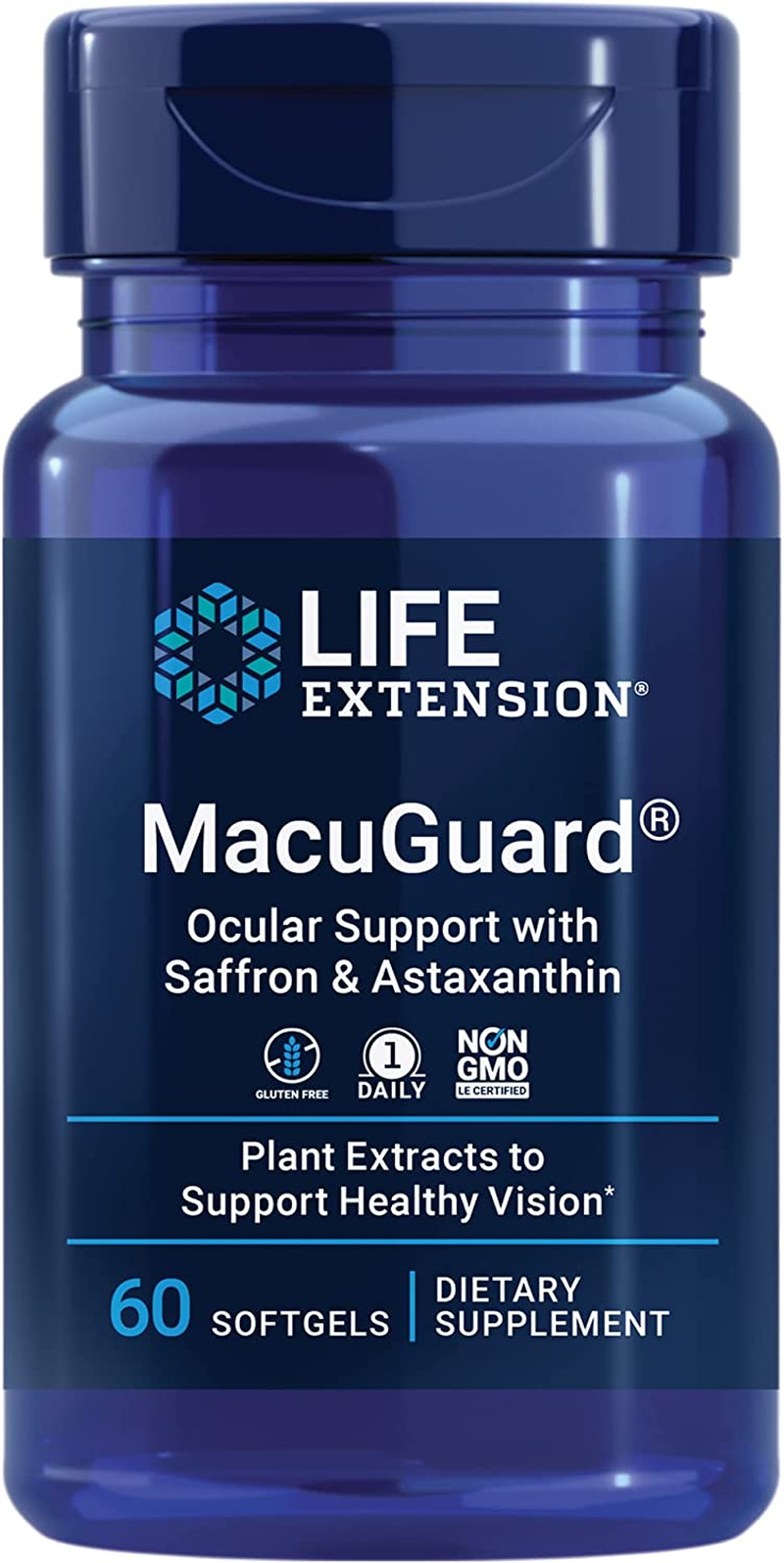 Macuguard Ocular Support with Saffron & Astaxanthin - with Lutein, Meso-Zeaxanthin - Eye Health Supplement – Once-Daily, Non-Gmo, Gluten-Free - 60 Softgels