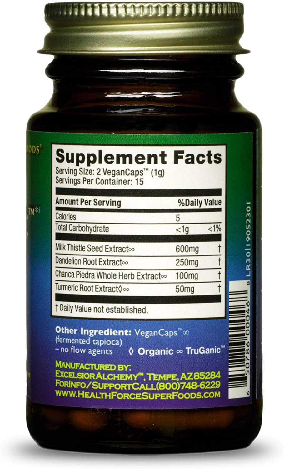 Liver Rescue - 30 Vegancaps - All Natural Liver Regenerator Supplement with Milk Thistle & Dandelion Root - Gluten Free - 15 Servings