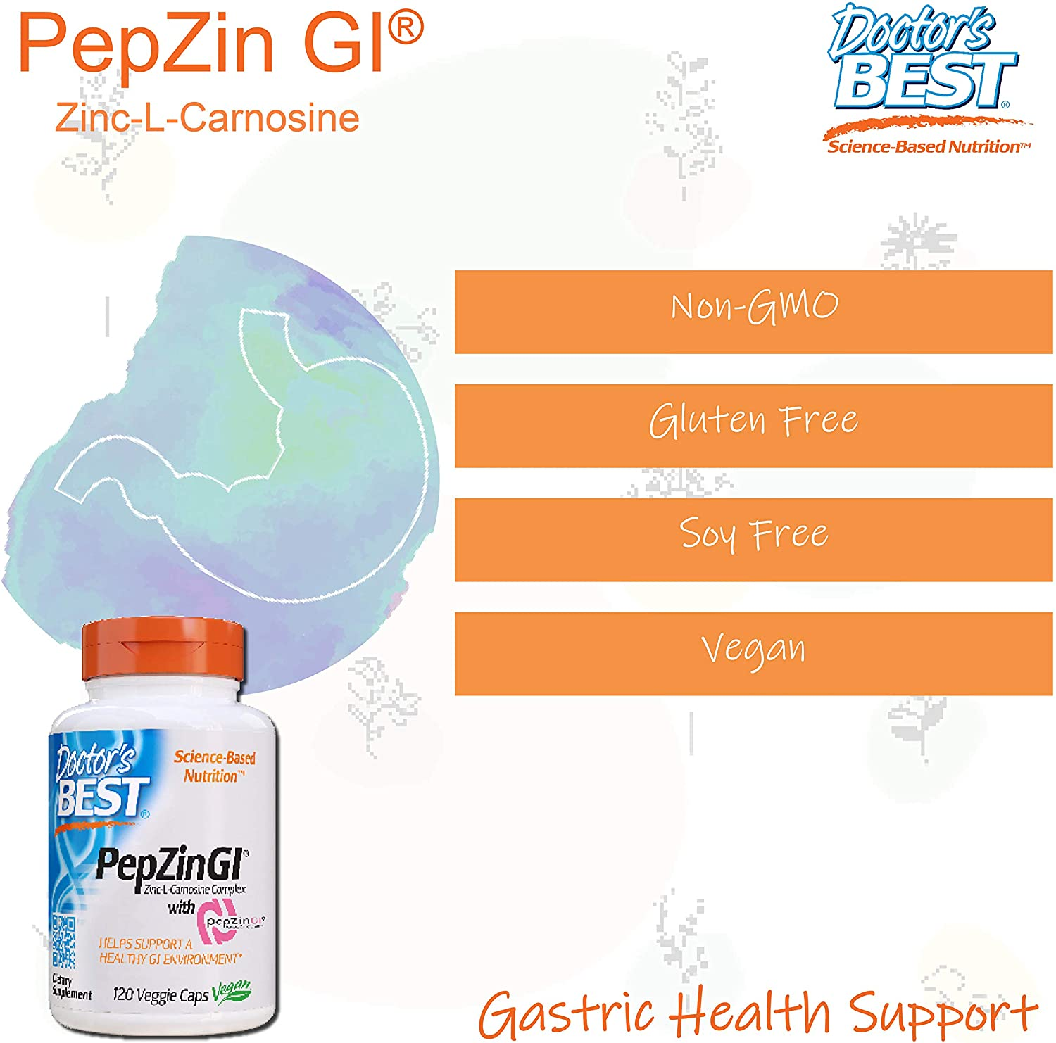 Pepzin GI, Zinc-L-Carnosine Complex, Non-Gmo, Vegan, Gluten Free, Soy Free, Digestive Support, 120 Veggie Caps