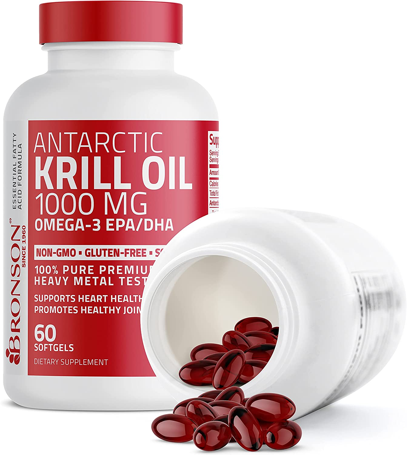 Antarctic Krill Oil 1000 Mg with Omega-3S EPA, DHA, Astaxanthin and Phospholipids 60 Softgels (30 Servings)