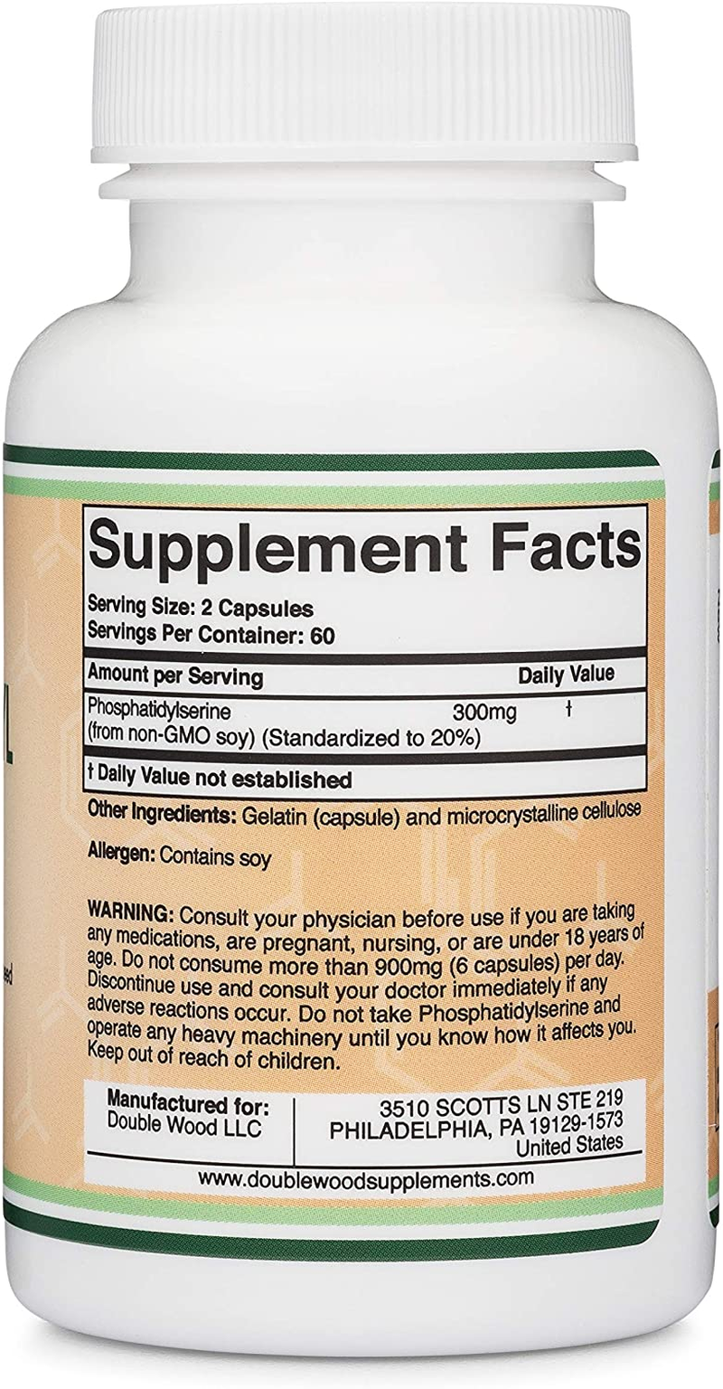 Phosphatidylserine 300Mg per Serving, Manufactured in the USA, 120 Capsules (Phosphatidyl Serine Complex) by