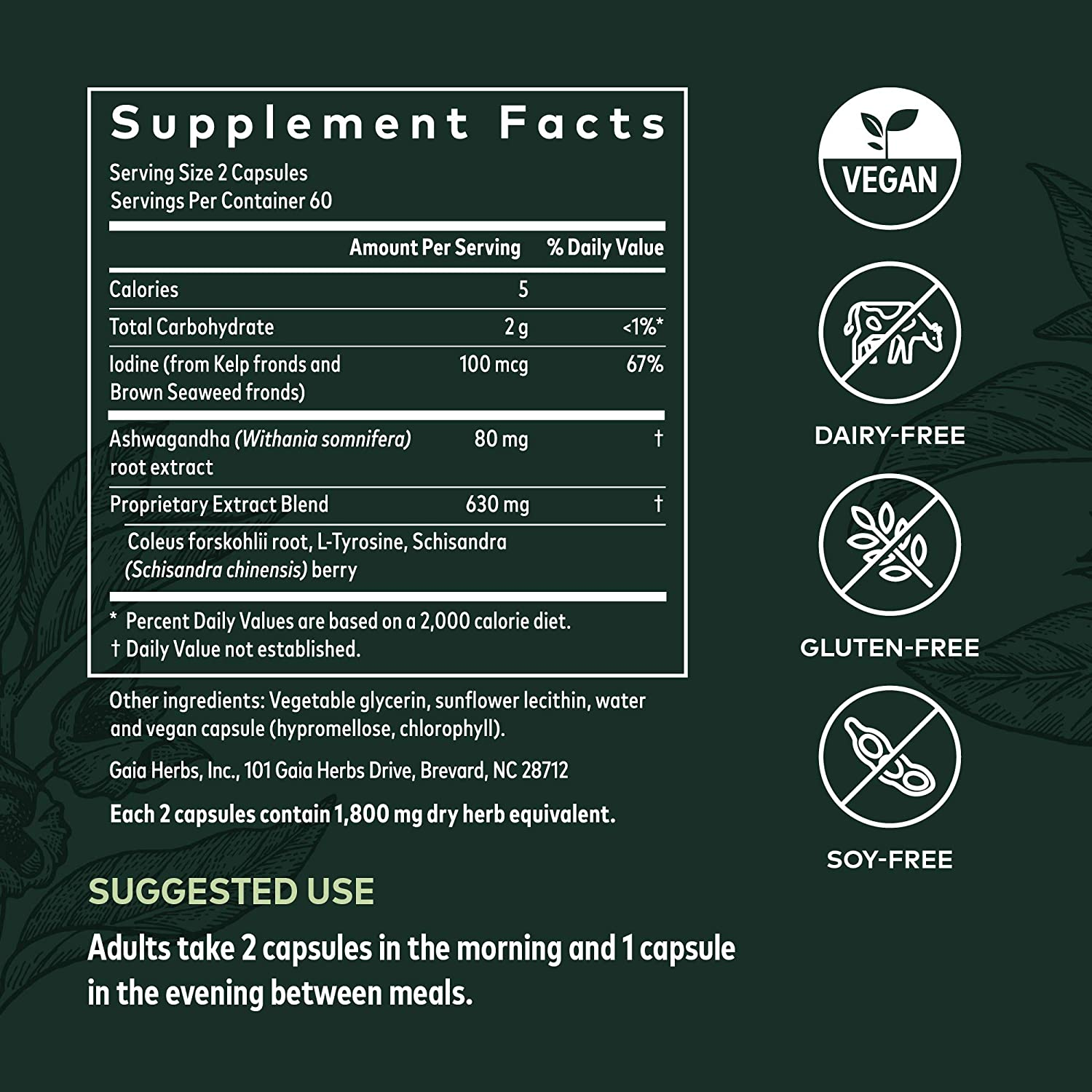 Thyroid Support - Made with Ashwagandha, Kelp, Brown Seaweed, and Schisandra to Support Healthy Metabolic Balance and Overall Well-Being - 120 Vegan Liquid Phyto-Capsules (40-Day Supply)