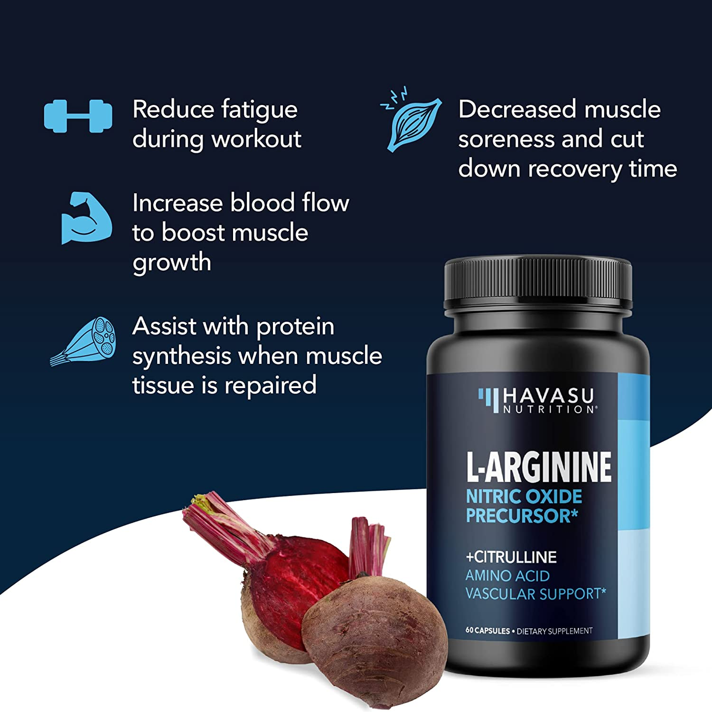 L Arginine Male Enhancing Supplement from Nitric Oxide, 60 Capsules