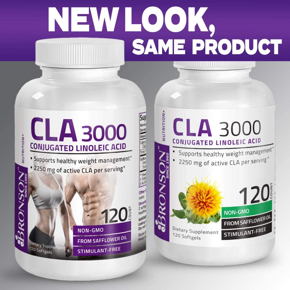 CLA 3000 Extra High Potency Supports Healthy Weight Management Lean Muscle Mass Non-Stimulating Conjugated Linoleic Acid 120 Softgels