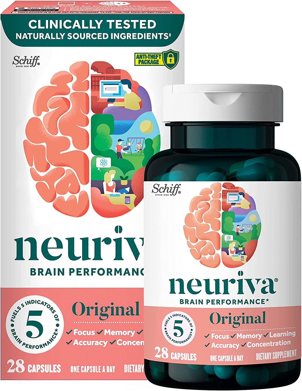 Nootropic Brain Support Supplement, Original Capsules in a Bottle, Phosphatidylserine, Gluten Free, Decaffeinated, Focus, Memory, Learning, Accuracy & Concentration, White, 28 Count