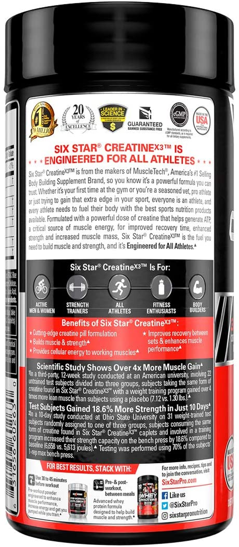 Creatine Pills |  Post Workout X3 Creatine Capsules | Creatine Monohydrate Blend | Muscle Recovery & Muscle Builder for Men & Women | Creatine Supplements | Creatina Monohidratada, 20 Servings