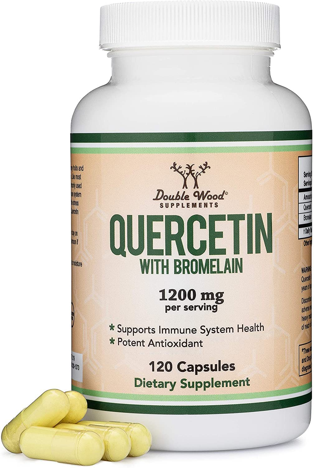 Quercetin with Bromelain - 120 Count (1,200Mg Servings) Immune Health Capsules - Supports Healthy Immune Functions in Men and Women (Vegan Safe, Manufactured in USA) by