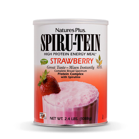 Naturesplus SPIRU-TEIN Shake - Strawberry - 2.4 Lbs, Spirulina Protein Powder - Plant Based Meal Replacement, Vitamins & Minerals for Energy - Vegetarian, Gluten-Free - 32 Servings