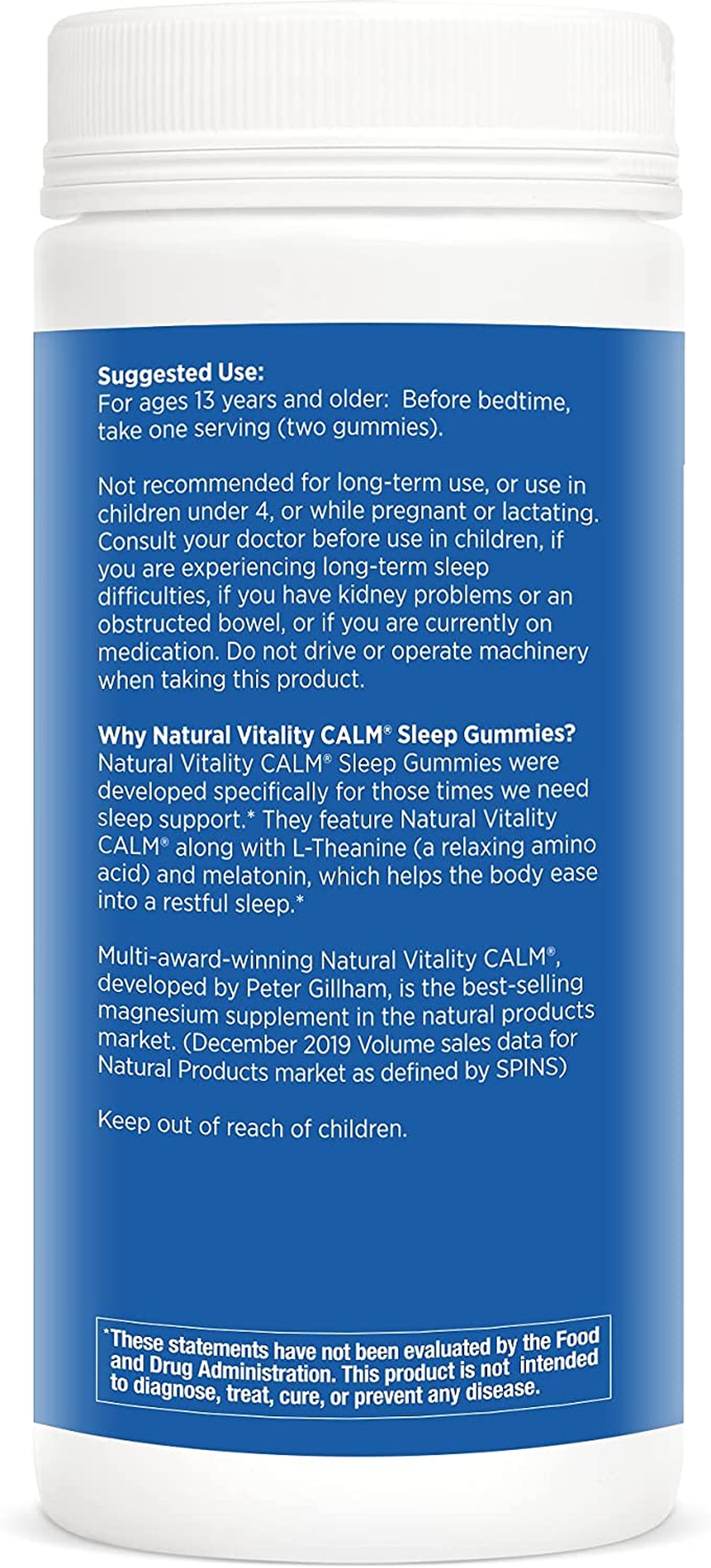 Calm Sleep Support Gummies with Magnesium, L-Theanine, Melatonin, Gluten Free, Blueberry Pomegranate – 120 Count