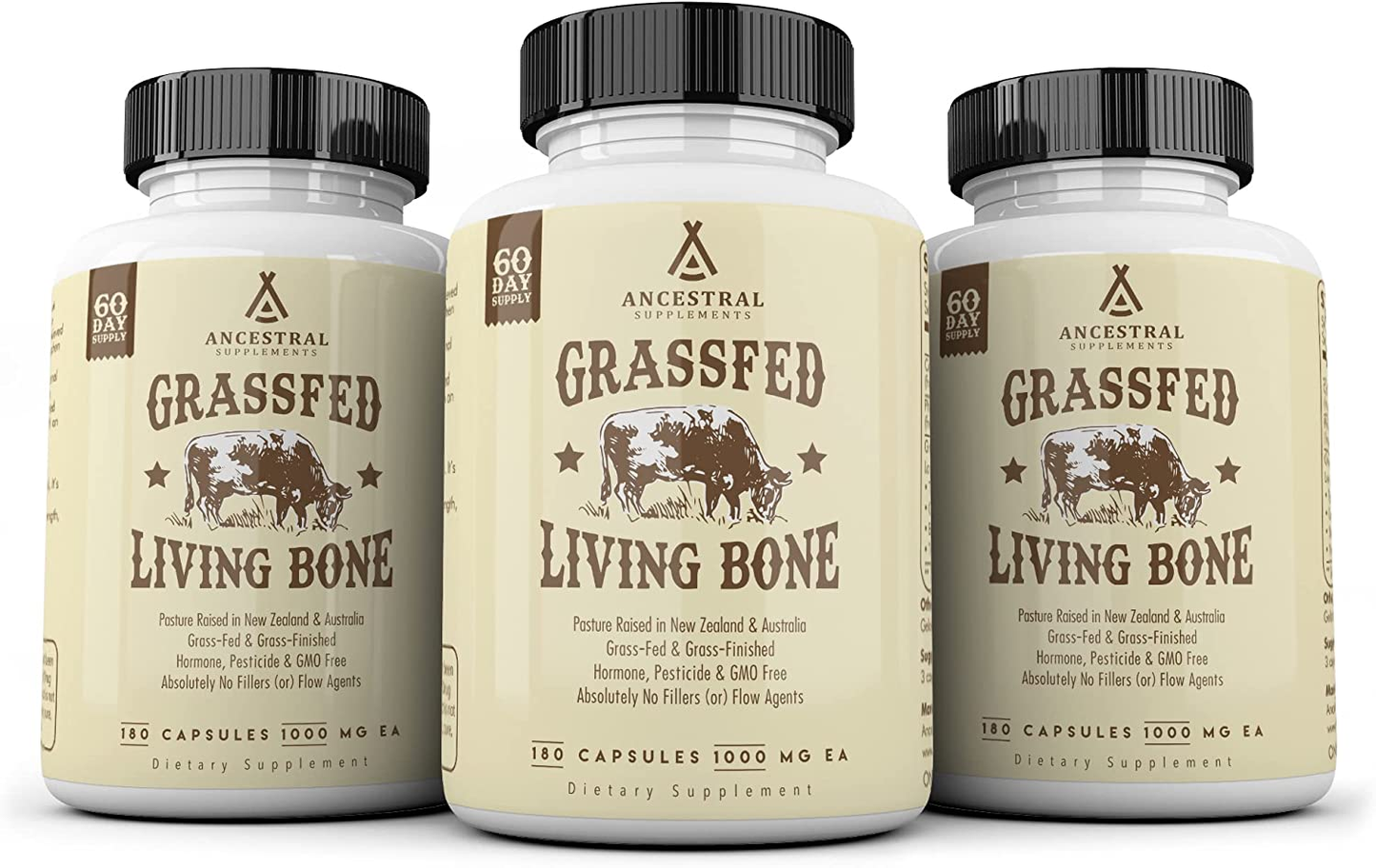 Grass Fed Living Bone — Supports Bone Strength, Flexibility, and Remineralization (60 Day Supply)